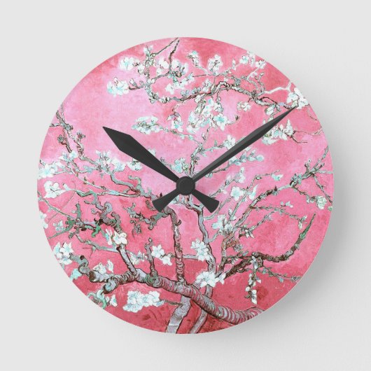 Van Gogh Almond Blossom Pink Blue Ronde Klok (Voorkant)