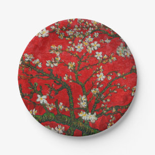 Van Gogh Almond Blossom Red Papieren Bordje