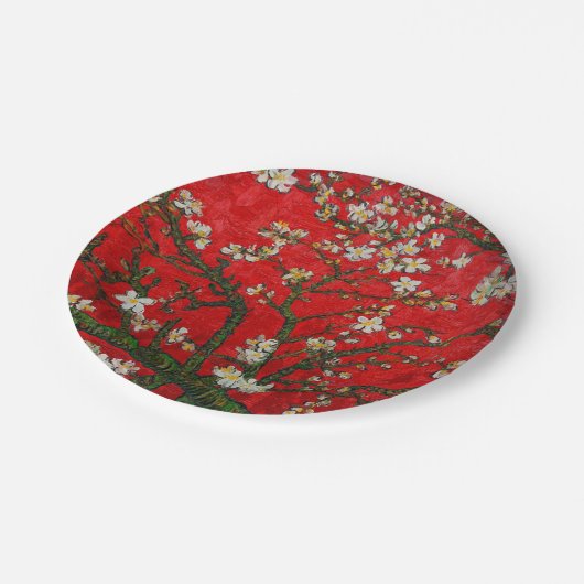 Van Gogh Almond Blossom Red Papieren Bordje (Gekanteld)