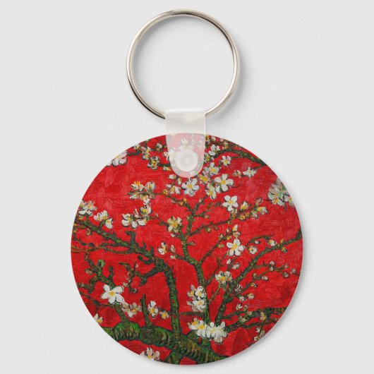 Van Gogh Almond Blossom Red Sleutelhanger (Voorkant)