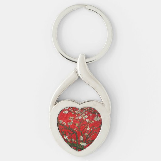 Van Gogh Almond Blossom Red Sleutelhanger (Voorkant)