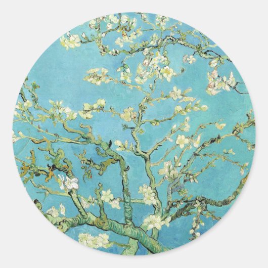 Van Gogh Almond Blossom Ronde Sticker (Voorkant)