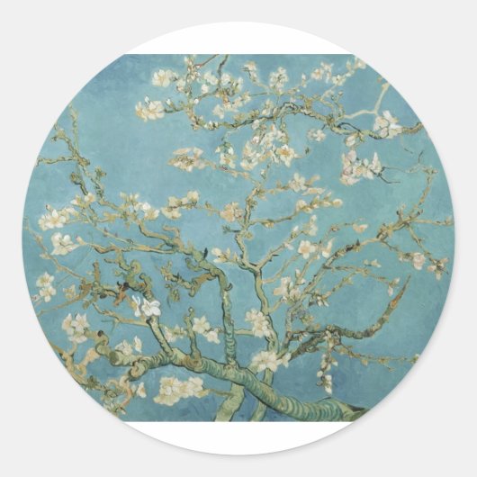 Van Gogh Almond Blossom Ronde Sticker (Voorkant)