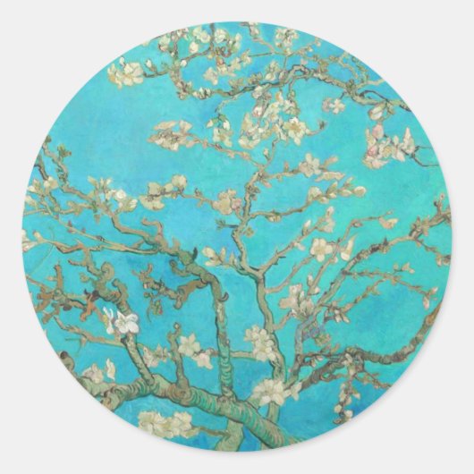 Van Gogh Almond Blossom Ronde Sticker (Voorkant)
