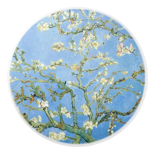 Van Gogh Almond Blossom, Sky Blue Keramische Knop (Voorkant)