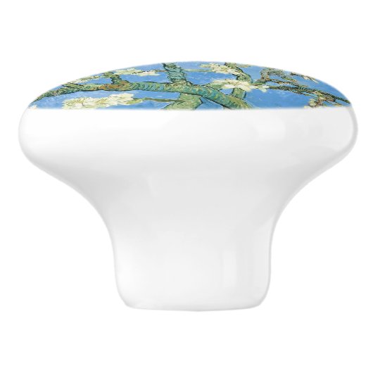 Van Gogh Almond Blossom, Sky Blue Keramische Knop (Zijkant)