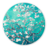Van Gogh Almond Blossom Turquoise Keramische Knop (Voorkant)