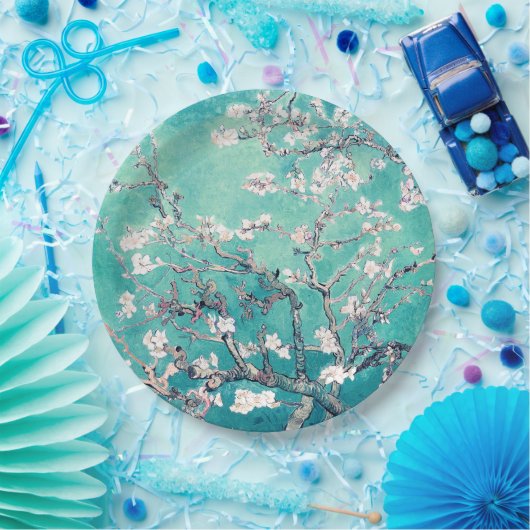 Van Gogh Almond Blossom Turquoise Papieren Bordje (Feest)