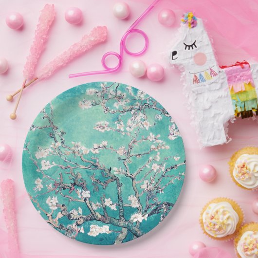 Van Gogh Almond Blossom Turquoise Papieren Bordje (Feest)