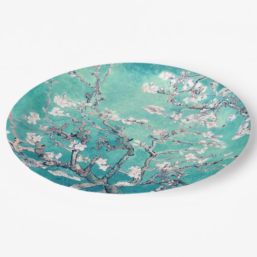 Van Gogh Almond Blossom Turquoise Papieren Bordje (Gekanteld)