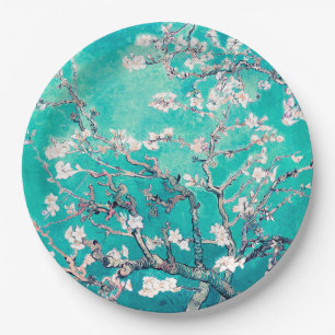Van Gogh Almond Blossom Turquoise Papieren Bordje