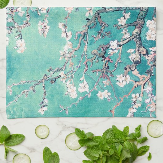 Van Gogh Almond Blossom Turquoise Theedoek (Gevouwen)