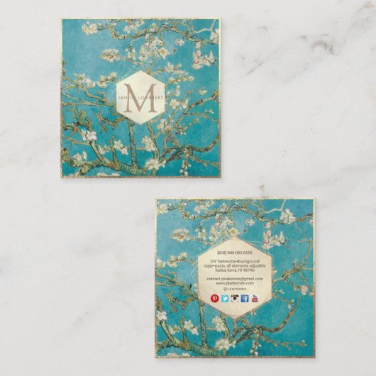 Van Gogh Almond Blossom Vierkante Visitekaartje (Voorkant / Achterkant)