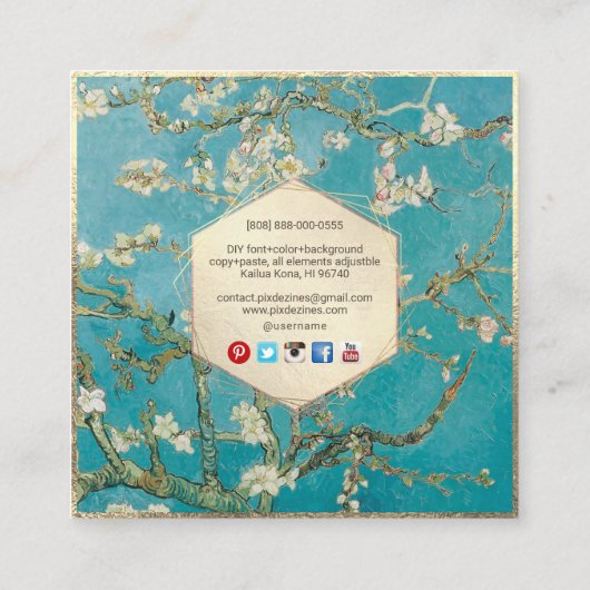 Van Gogh Almond Blossom Vierkante Visitekaartje (Achterkant)