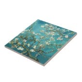 Van Gogh Almond Blossom witte bloemen op blauw Tegeltje (Zijkant)