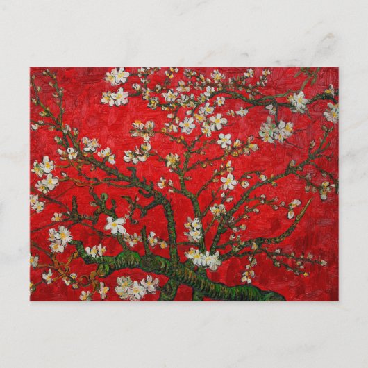 Van Gogh Almond Blossoms Red Briefkaart (Voorkant)