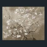 Van Gogh Almond Branches in Bloom - Sepia Poster<br><div class="desc">Van Gogh Almond Branches in Bloom</div>