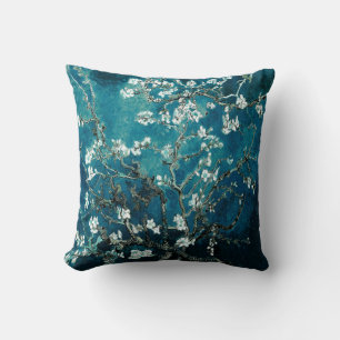 Van Gogh Amandelbloesem Donker Teal Kussen