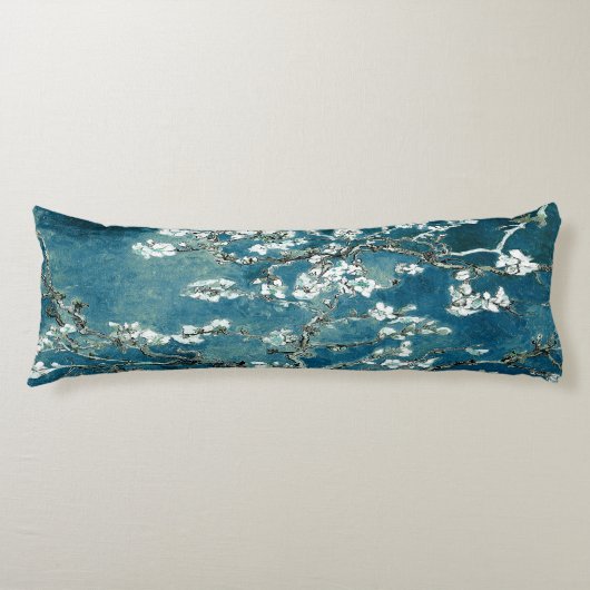 Van Gogh Amandelbloesem Donker Teal Lichaamskussen (Voorkant)
