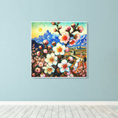 Van Gogh Amandelbloesem Grote Bloem Canvas Afdruk (Insitu (Houten vloer))