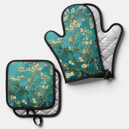 Van Gogh Amandelbloesem Klassiek impressionisme Ovenwant & Pannenlap Set (Voorkant / Achterkant)