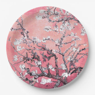 Van Gogh Amandelbloesem perzik roze Papieren Bordje