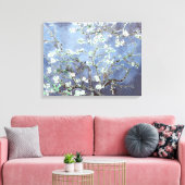 Van Gogh Amandelbloesem Staalblauw Canvas Afdruk (Insitu (Woonkamer))