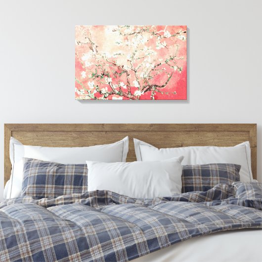 Van Gogh Amandelbloesemperzik Canvas Afdruk (Insitu (Slaapkamer))