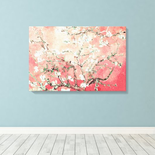 Van Gogh Amandelbloesemperzik Canvas Afdruk (Insitu (Houten vloer))