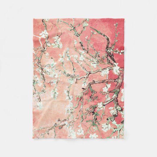 Van Gogh Amandelbloesemperzik Fleece Deken (Voorkant)