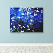 Van Gogh Amandelbloesems blauw groen Canvas Afdruk (Insitu (Houten vloer))