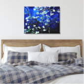 Van Gogh Amandelbloesems blauw groen Canvas Afdruk (Insitu (Slaapkamer))
