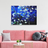 Van Gogh Amandelbloesems blauw groen Canvas Afdruk (Insitu (Woonkamer))
