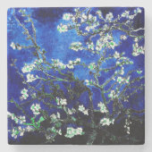 Van Gogh Amandelbloesems blauw groen stenen Onderz Stenen Onderzetter (Voorkant)