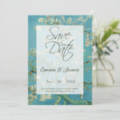 Van Gogh Amandelbloesems bruiloft Save The Date (Staand voorkant)