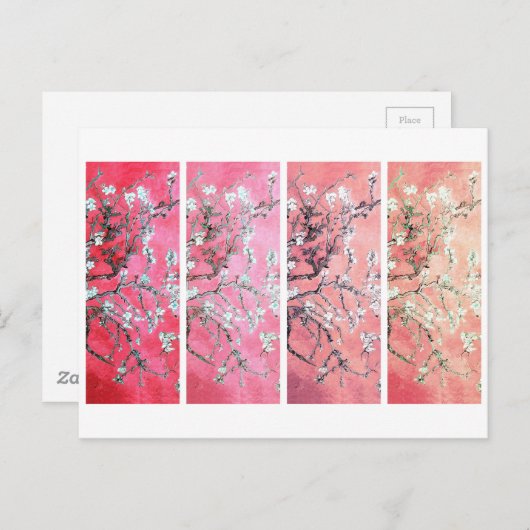 Van Gogh Amandelbloesems Donkerroze perzikgradiënt Briefkaart (Voorkant / Achterkant)