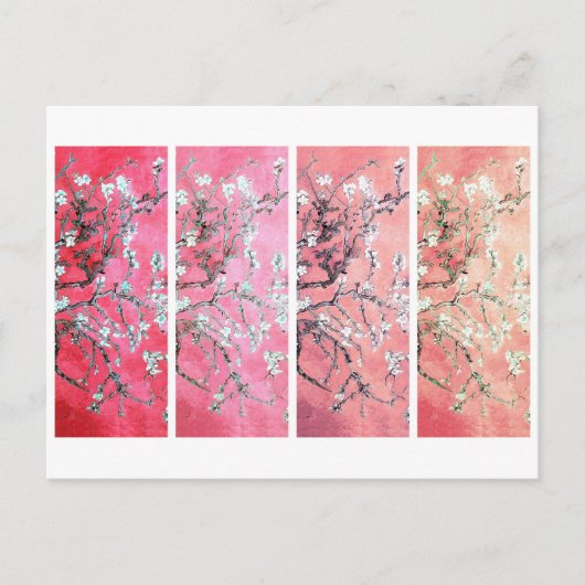 Van Gogh Amandelbloesems Donkerroze perzikgradiënt Briefkaart (Voorkant)
