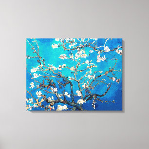 Van Gogh Amandelbloesems heldere turkoois Canvas Afdruk