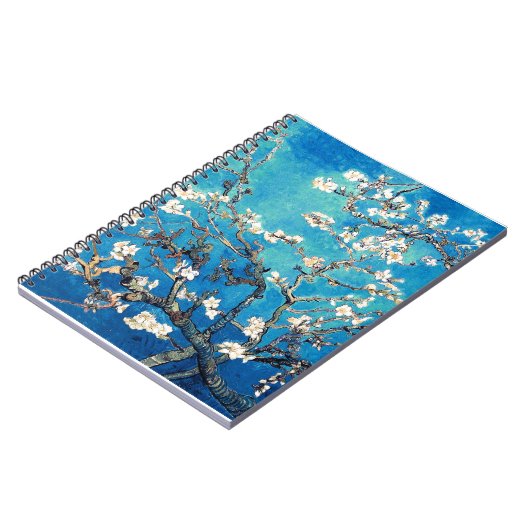 Van Gogh Amandelbloesems heldere turkoois Notitieboek (Linkerzijde)