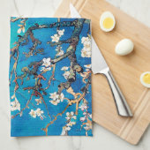 Van Gogh Amandelbloesems Heldere Turquoise Theedoek (Quarter Fold)