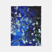 Van Gogh Amandelbloesems Levendig Blauw Fleece Deken (Voorkant)