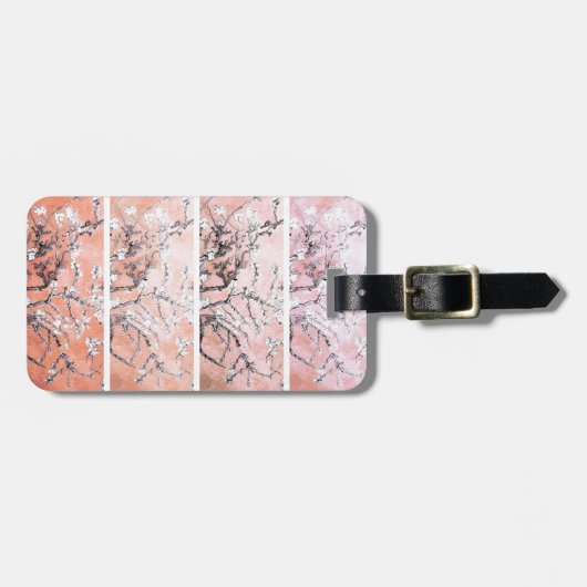 Van Gogh Amandelbloesems Peach Pink Bagagelabel (Voorkant horizontaal)