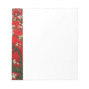 Van Gogh Amandelbloesems Rood Bijgewerkt Notitieblok