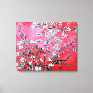 Van Gogh Amandelbloesems Rood blauw Canvas Afdruk