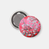 Van Gogh Amandelbloesems Rood blauw Magneet (Voorkant / Achterkant)