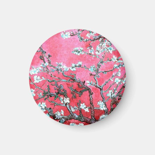 Van Gogh Amandelbloesems Rood blauw Magneet (Voorkant)