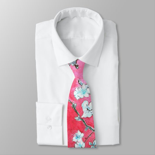 Van Gogh Amandelbloesems Rood blauw Stropdas (Gebonden)