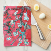 Van Gogh Amandelbloesems: Rood & Blauw Theedoek (Quarter Fold)