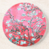 Van Gogh Amandelbloesems Rood blauw Zandsteen Onderzetter (Voorkant)