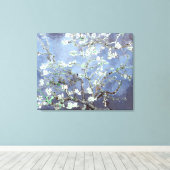 Van Gogh Amandelbloesems Staal Blauw Canvas Afdruk (Insitu (Houten vloer))